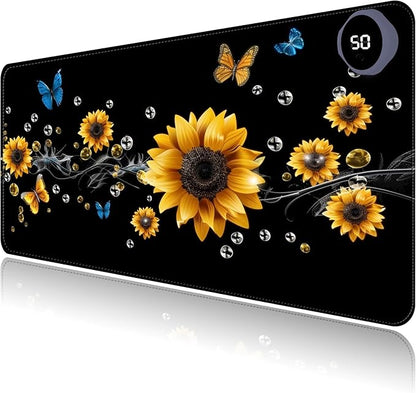 Heated Mouse Pad with 3 Levels Heated & 3 Hours Auto Shut-Off Mouse Pad for Warming Hands in Office Home, 31.5" x 13"Large Safe Desk Mat Hand Warmer，A River of Flowers