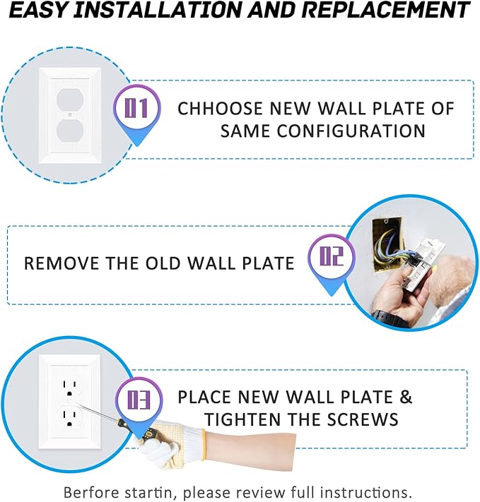 Modern Decorative Wall Plate Retro Wood Grain design Switch Cover Outlet Cover for Light Switch, Smart Switch, Dimmer, GFCI, USB Outlet (4 Pack, Single Duplex)