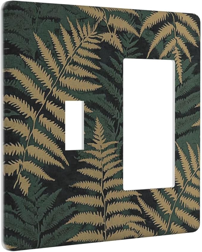 Outlet Covers Botanical Fern Green Leaf Forest 1 Toggle 1 Rocker Combination Decorative Wall Plate Electrical Switch Plates Light Switch Cover Plate For Bed Room Home Decor