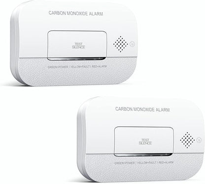 Ecoey Carbon Monoxide Detectors, 10-Year CO Detector with Human Alarm Sounds and Test Button, Carbon Monoxide Alarm Replaceable Battery-Operated for House and Bedroom, FJ127, 2 Packs