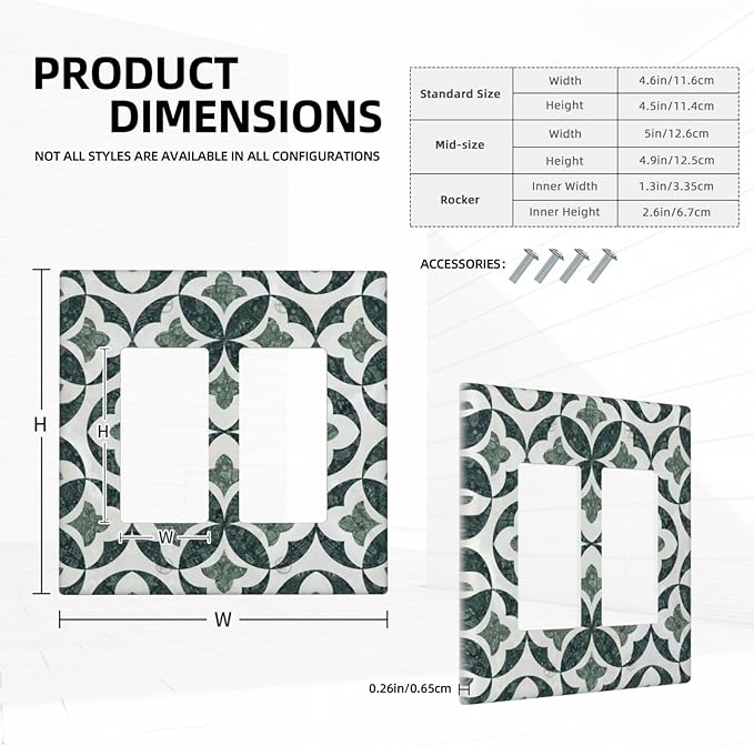 Green Luxury Modern Cubic Marble 2 Gang Double Rocker Decorative Light Switch Covers Electrical Faceplate Switch Plates for Bathroom Kitchen Home