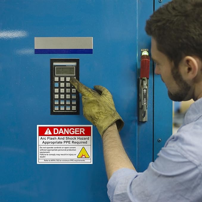 100 PCS Danger Arc Flash and Shock Hazard Label - 5 x 3.5" Warning Safety Appropriate PPE Required Signs for Electrical Workplace