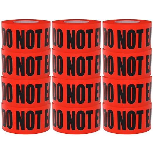 Danger Do Not Enter Tape 12 Pack 3 inch X 1000 feet • Sharp Red with a Bold Black Print for High Visibility • Tear Resistant Design
