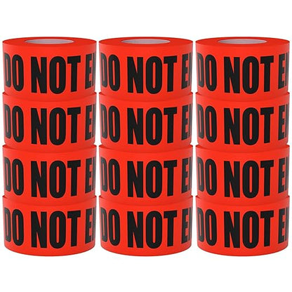 Danger Do Not Enter Tape 12 Pack 3 inch X 1000 feet • Sharp Red with a Bold Black Print for High Visibility • Tear Resistant Design