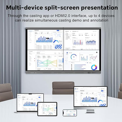 75" Smart Board, 4K Digital Whiteboard for Office, Hybrid Work & Classrooms, Google EDLA-Certified Interactive Whiteboard with Android 14, OTA Updates & Open Apps Ecosystem, 8+128GB Storage