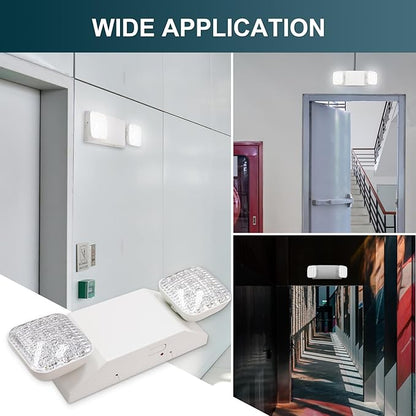 LED Emergency Lights, Commercial Emergency Lights for Business, Power Outages, Offices, with Backup Battery (90 Minutes), Wall Mount, Hard Wired, 120-277V, Fire Resistant (94V-0) UL