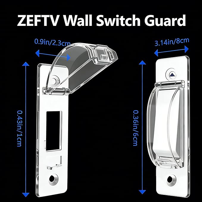 2 Pack Toggle Light Switch Cover Guard Child Proof Wall Light Switch Lock Protects Your Lights from being Accidentally Turned On or Off by Children and Adults, Clear