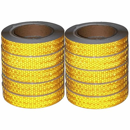 Yellow Reflective Tape 1 inch Wide, Outdoor Waterproof High Visibility Warning Industrial Marking Tape, Safety Stickers (68 feet,10 Rolls)