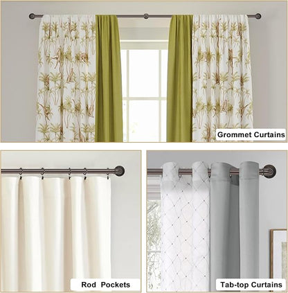 Industrial Curtain Rods 18 to 120 in,Wrap Around Rods, Adjustable Curtain Pole,1 in Diameter Pipe Wall or Ceiling Mounted,for Living Room(Brushed Crimson Black18” to 120”)