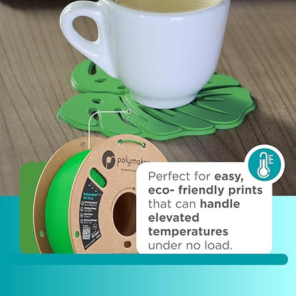 Polymaker HT-PLA Filament 1.75mm Green, High Temp PLA for 3D Printing, Heat Stable Up to 150C, Easy to Print, Works with Most FDM Printers, 1kg Spool