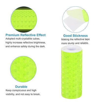PATIKIL 4 Inch x 10 ft Reflective Tape, 1 Roll Waterproof Self Adhesive High Visibility Caution Warning Safety Tape Reflector with Scraper for Trucks Trailers Cars, Bright Green