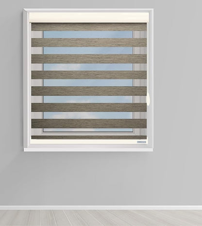Shadesu Custom Size Zebra Blinds for Windows, 42" W x 72 H, Brown, Dual Layer Free-Stop Zebra Shades, Light Control for Day and Night, Sheer Blinds for Indoor Windows, Bedroom, Kitchen