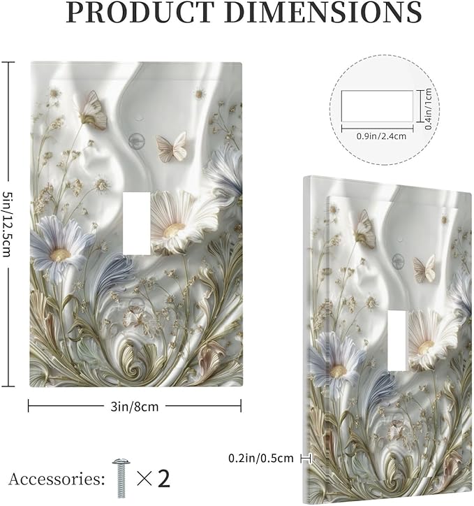 Artistic Floral Plant 1 Gang Single Toggle Decorative Light Switch Covers Electrical Faceplate Switch Plates for Bathroom Kitchen Home