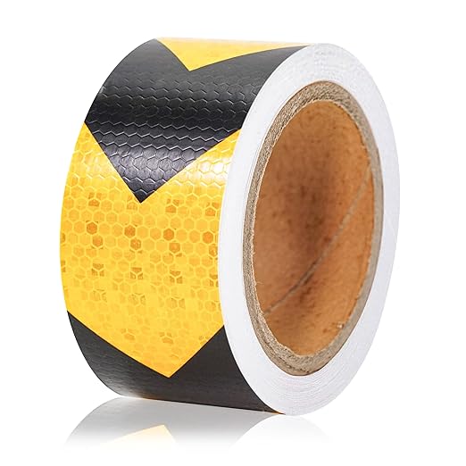Arrow Reflective Tape 2 Inch x 33 FT Black Yellow Waterproof Caution Safety Tape Stickers Reflector Tape Conspicuity Outdoor Hazard Warning