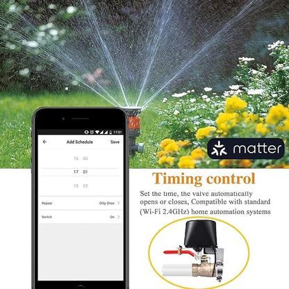 UseeLink Matter Water Valve, Smart Water Shut Off Valve, Automatic Valve Controller Timer,Compatible with Alexa,Apple Home, 2 Packs