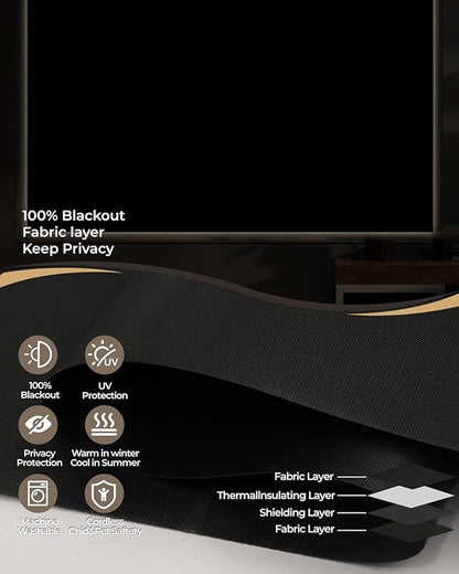 Motorized Roller Shade with Remote Control, 100% Blackout Electric 21-98” Width Blinds for Windows with Alexa Google Home, Rechargeable Smart Automatic Customized Size（Waterproof-Black）