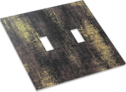 Decorative Switch Plates Vintage Industrial Rusty Metallic 2 Gang Double Toggle Outlet Light Switch Cover Wall Plate Electrical Faceplate For Farmhouse Cabin Decor