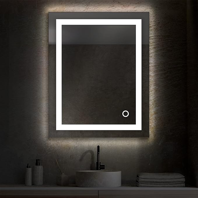 Blossom 24X30 LED Bathroom Mirror with Lights, Anti-Fog, Dimmable, Backlit & Front Lit, Lighted Bathroom Vanity Mirror for Wall, Memory Function, Waterproof, Tempered Glass, Smart Vanity Makeup Mirror
