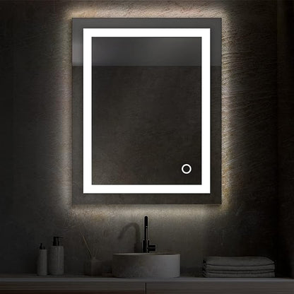 Blossom 24X30 LED Bathroom Mirror with Lights, Anti-Fog, Dimmable, Backlit & Front Lit, Lighted Bathroom Vanity Mirror for Wall, Memory Function, Waterproof, Tempered Glass, Smart Vanity Makeup Mirror