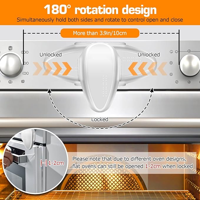 Oven Lock Child Safety (1 Pack), Cabinet Lock Baby Proofing, Baby and Child Proof Lock for Drawer Oven Stove Door, Upgrade Heat-Resistant Material, Easy to Install, No Tools Need - White
