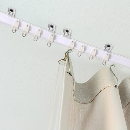 Jetec Curtain Tracks Ceiling Flexible Curtain Track Bendable Rail Curved Wall Mounted for Living Room Bedroom Divider Rod RV(10 Meter/ 32.8 Feet,White)