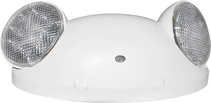 LIT-PaTH LED Emergency Lighting Fixtures with 2 LED Bug Eye Heads and Back Up Batteries- US Standard Exit Light, UL 924 and CEC Qualified, 120/277 Voltage, White, 1-Pack