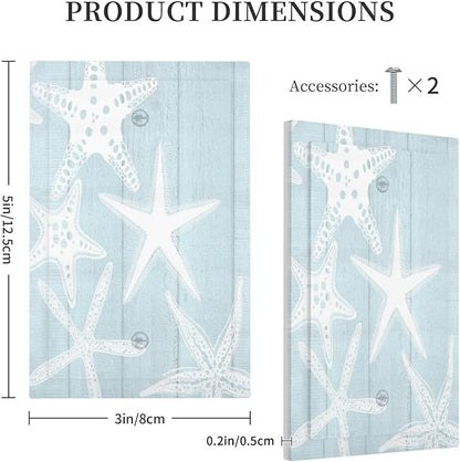 Beach Starfish Vintage Wood Rustic Country Ocean Light Switch Cover Plate 1 Gang No Device Blank Electrical Wall Plates Faceplate Decorative Switch Plate Covers for Farmhouse Kids Room Decor