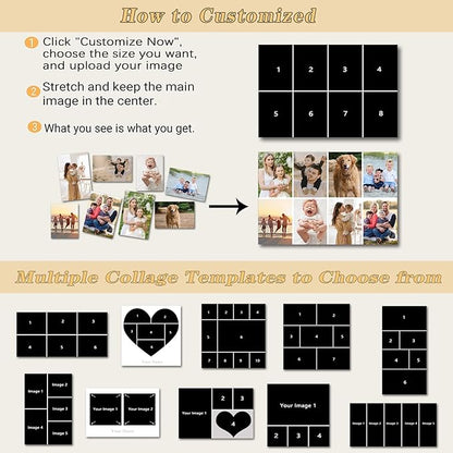 Collage Canvas Prints with Your Photos Personalized Multi Pictures for Wall Custom Family Wedding Baby Pet Dog Photo to Canvas Customized Gifts Home Wall Decor (Collage Photo-12, Framed)