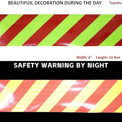 Non Fading Reflective Tape Outdoor Waterproof 6 inch Wide, High Visibility Industrial Marking Tape, Safety Adhesive Stickers (11 feet)