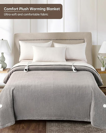 Electric Heated Blanket King Size, Washable Blanket Warmer with Dual Control for Home for Adults, Super Cozy Soft Fabric 100" x 90", 9 Heat Levels, 1-9H Auto-Off, ETL Certified, Gray