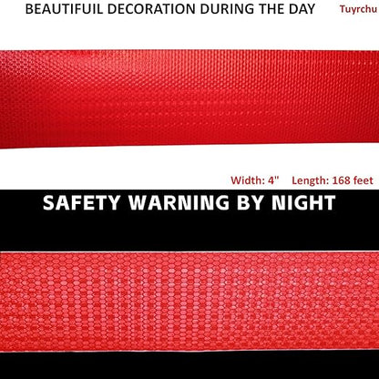 Red Reflective Tape Outdoor Waterproof 4 inch Wide, High Visibility Warning Industrial Marking Tape, Safety Stickers (168 feet)