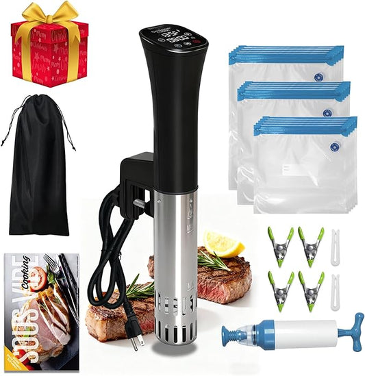 Sous Vide Cooker, Wine Chiller, 1000W, Sous Vide Machine for Kitchen, Immersion Circulator, Sous Vide Kit with Vacuum Bags, Vacuum Pump, Accurate Temperature Timer, Fast Heating