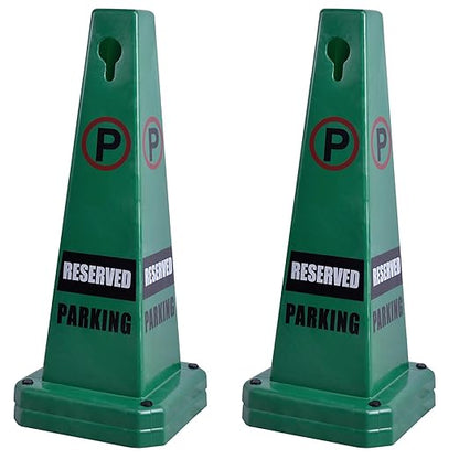 OrangeStar Reserved Parking Cones 4-Pack, 26.5" Large 4-Sided Message Safety Traffic Cones with Heavy Rubber Base for Indoor Outdoor Use, Parking Lot Control, Driveway Barriers