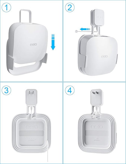 COOLWUFAN Wall Mount Holder for eero Pro 6 or eero Pro 6E Home WiFi System-Simple and Sturdy Wall Mount Holder Stand Bracket for eero Pro 6E & Pro 6 tri-Band mesh Wi-Fi 6 System (White(1 Pack))