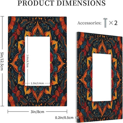 Outlet Covers Boho Colorful Mandala 1 Gang Wall Plates Single Rocker Light Switch Covers Decorative Switch Plates Electrical GFCI Panel Covers for Home Office Decor 5 X 3 IN