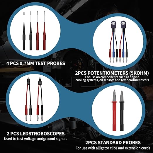 76 Pcs Automotive Circuit Test Lead Kit, Multimeter Test Leads Kit, Electrical Back Probe Kit, Alligator Clip, Acicular Probe, Banana Plug Adapters, Volt Meter Lead (with Carrying Case)
