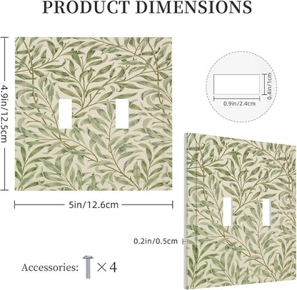 Decorative Light Switch Cover Vintage Morris Willow Leaf Green Leaves Double Toggle Switchplate 2 Gang Personalized Wall Plate Switchcovers Decora Light Switch Plate for Home Decor