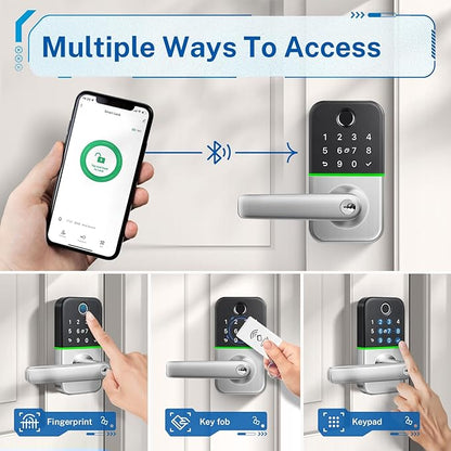 Keypad Smart Door Lock with Handle: Kucacci Keyless Entry Door Lock - Smart Lock for Front Door - Electronic Door Lock with Keypad for Exterior Door - Deadbolt Lever Alternative - Easy Installation