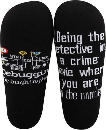 MBMSO 2 Pair Debugging Definition Socks Computer Programmer Gift IT Coder Gift Teacher Student Funny Coding Programming Socks