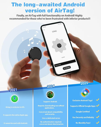 Air Tags for Android,Air Tags-2 Pack Android,Air Tracker Tags with 2 Case,2 Year Battery Life,Google Find Trackers for Google'S Find Hub App,IP65 Waterproof Luggage Tracker Tags for Keys,Suitcases