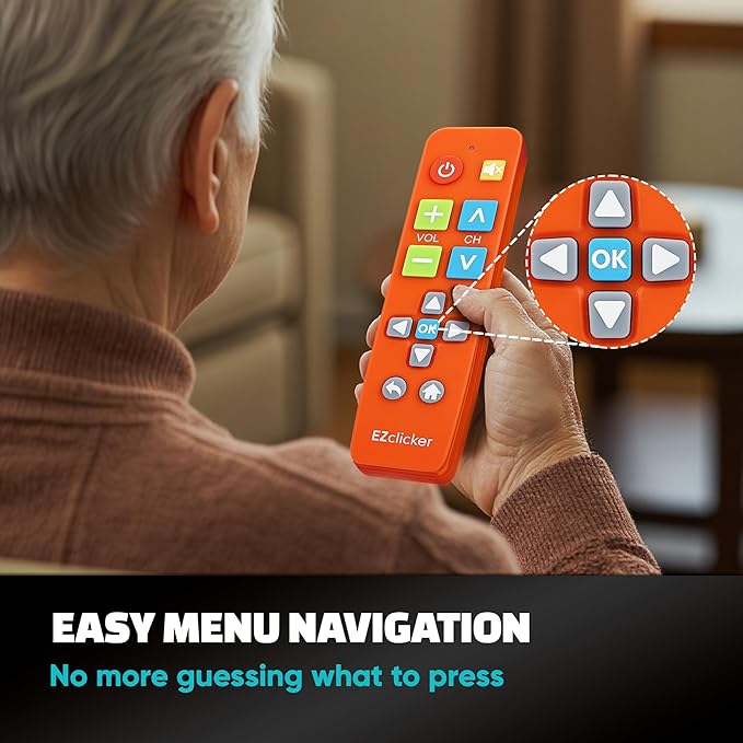 Big Button Universal TV Remote (Orange) Simple Easy to Use, Great for Seniors, Works with Major TV Brands (2xAAA Batteries Not Included)