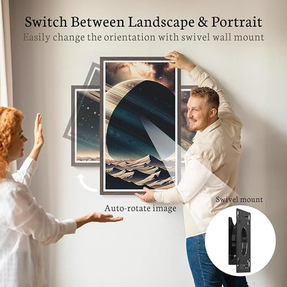 BSIMB Large Digital Picture Frame 32 Inch, 64GB 1920x1080 FHD WiFi Digital Photo Frame Electronic, Wall Mount Included, Share Pictures/Videos via App Easy Setup Gifts for Mom(Non-Touch), Dark Wood