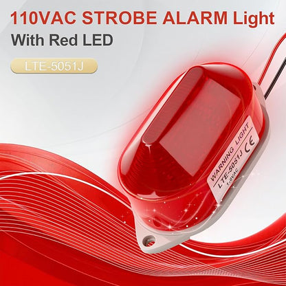 QTEATAK AC110V Strobe Siren Industrial Warning Light with Red LED and 105dB Buzzer, Ultra-Bright Signal Flashing Alarm Light for Safety and Alert, Oval
