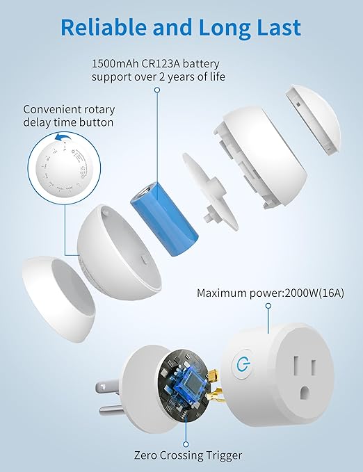 Wireless Motion Sensor Outlet Kit, 2 Sensor & 1 Outlet, Plug-N-Play PIR Motion Activated Switch with Timer, Indoor Motion Detector for Lights & Exhaust Fan of Bathroom, Garage, Laundry Room