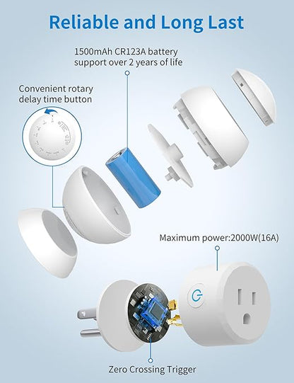 2 Pack Wireless Motion Sensor Outlet, Plug-in PIR Infrared Motion Activated Switch for Light Home Appliances Control, Motion Detector Socket for Bathroom, Garage, Laundry Room Lamps Exhaust Fan