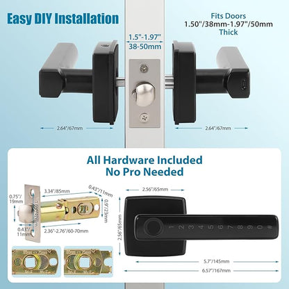 Bamberg N1 Smart Door Knob,4-in-1 Keyless Entry with Fingerprint, Tuya APP, Keypad Code & Key | Biometric Fingerprint Lock for Privacy on Bedroom, Apartment, Office and Indoor Doors