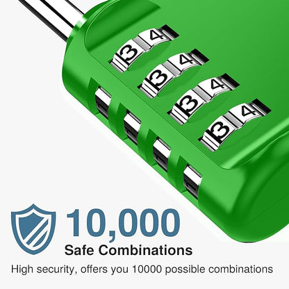 Puroma 4 Pack Combination Lock for Locker 4 Digit Outdoor Waterproof Padlock for School, Gym, Sports, Fence, Toolbox, Gate, Case, Outdoor, Hasp Storage, Cabinets (Green)