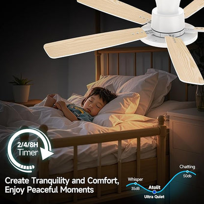Ceiling Fans With Lights,52 Inch Smart Ceiling Fan, Remote/App Control, Compatible with Alexa/Google Assistant,Reversible,Dimmable,Adjustable Color Temperature,6 Speeds,Timer(White)
