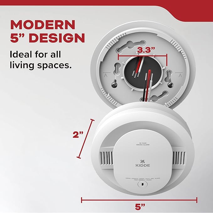 Kidde Hardwired Smoke Detector, AA Battery Backup, Interconnectable, LED Warning Light Indicators, 4 Pack