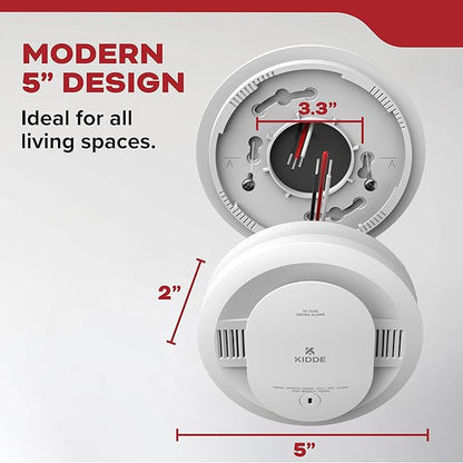 Kidde Hardwired Smoke Detector, AA Battery Backup, Interconnectable, LED Warning Light Indicators, 4 Pack